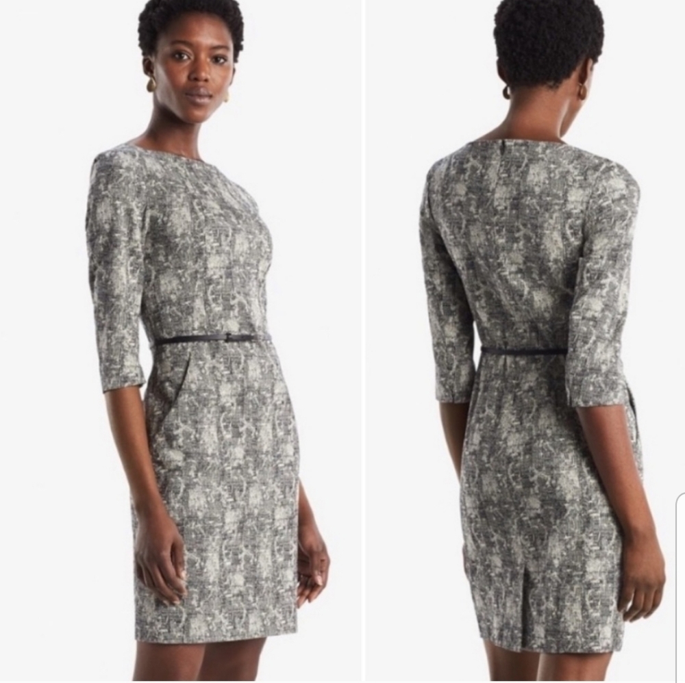 MM Lafleur black white tweed cotton dress size 4 (no belt!)